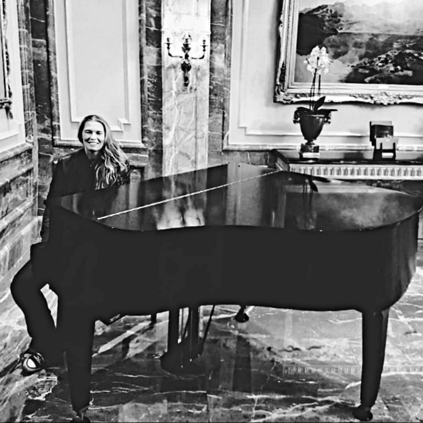 Pernilla Österberg at the piano, where her music journey began.