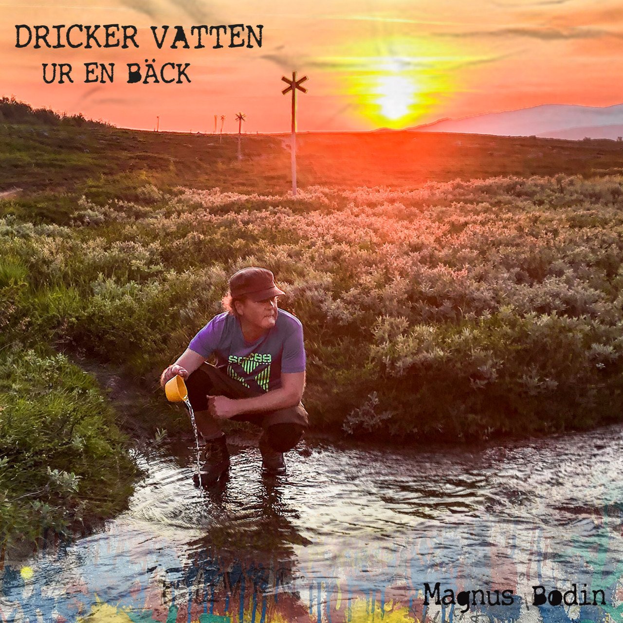 Dricker vatten ur en bäck